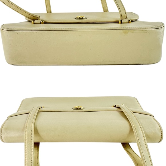 Authentic Gucci Ivory Hand Bag Gold Hardware Leather Vintage Double GG - Picture 4 of 12